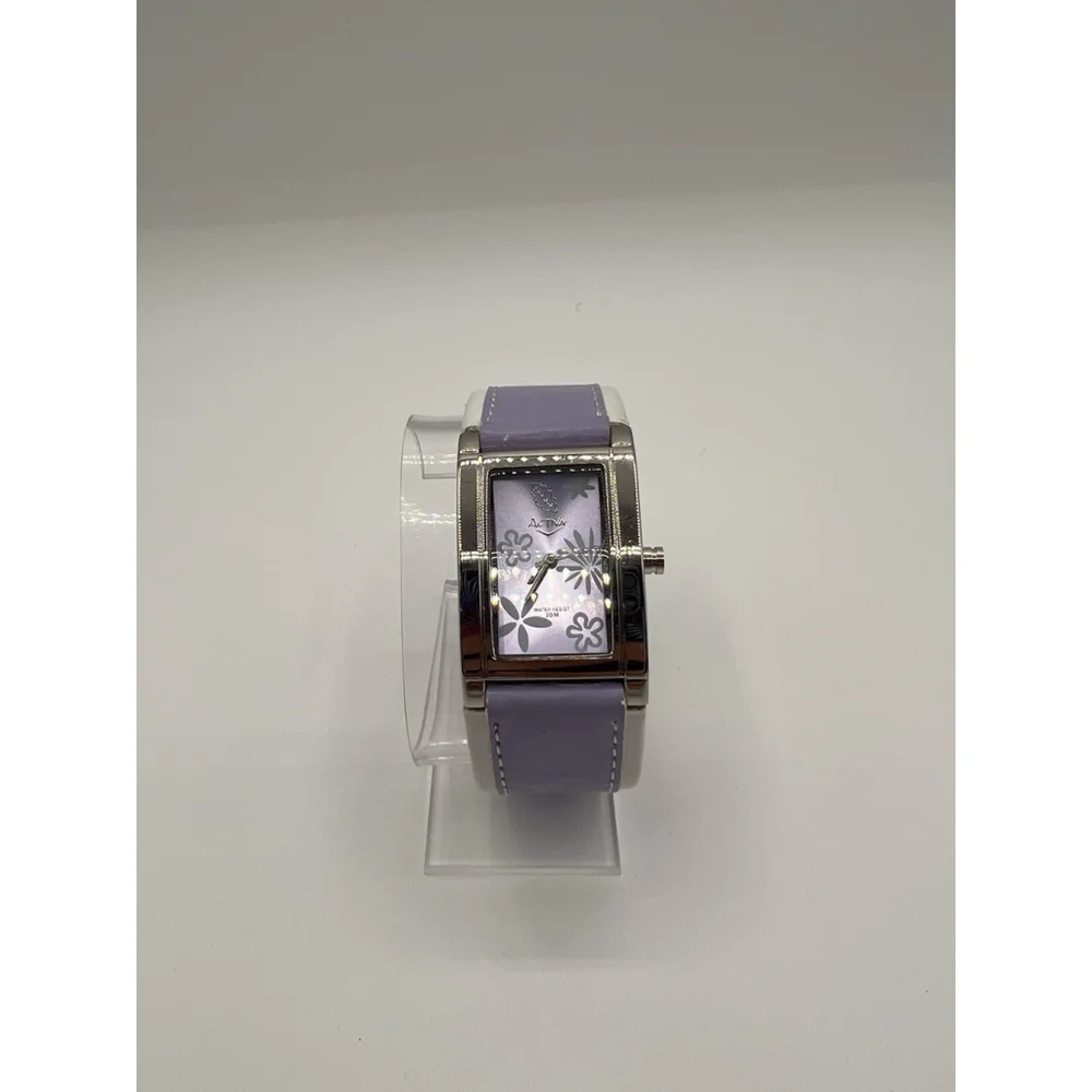 Activa Analog Woman’s Watch Purple Dial Leather Sliver Tone Casual Wristband